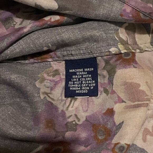 Chaps Size 3X Plum Print Casual Cotton Top‎ - Picture 4 of 7